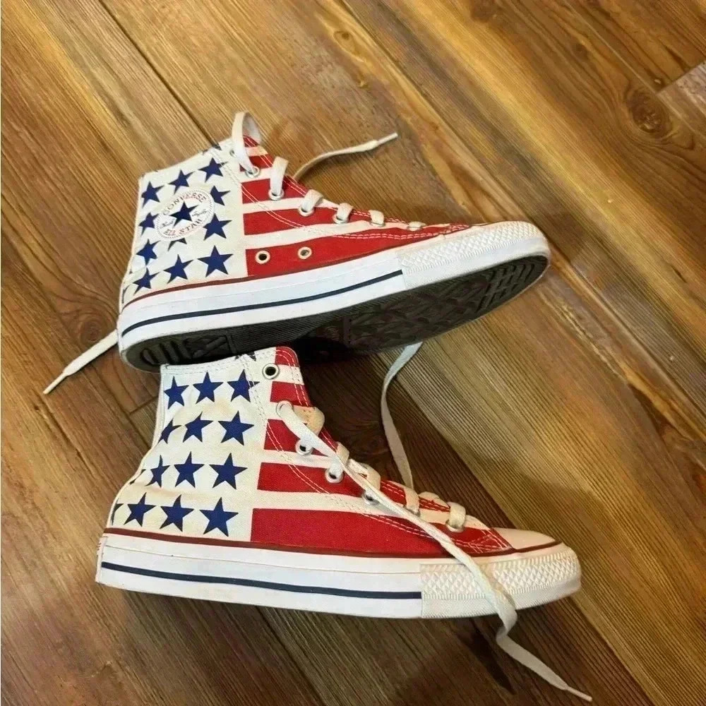 Converse Youth Kid’s Unisex American Flag High Top Sneakers - Size 4 like new - Picture 3 of 16